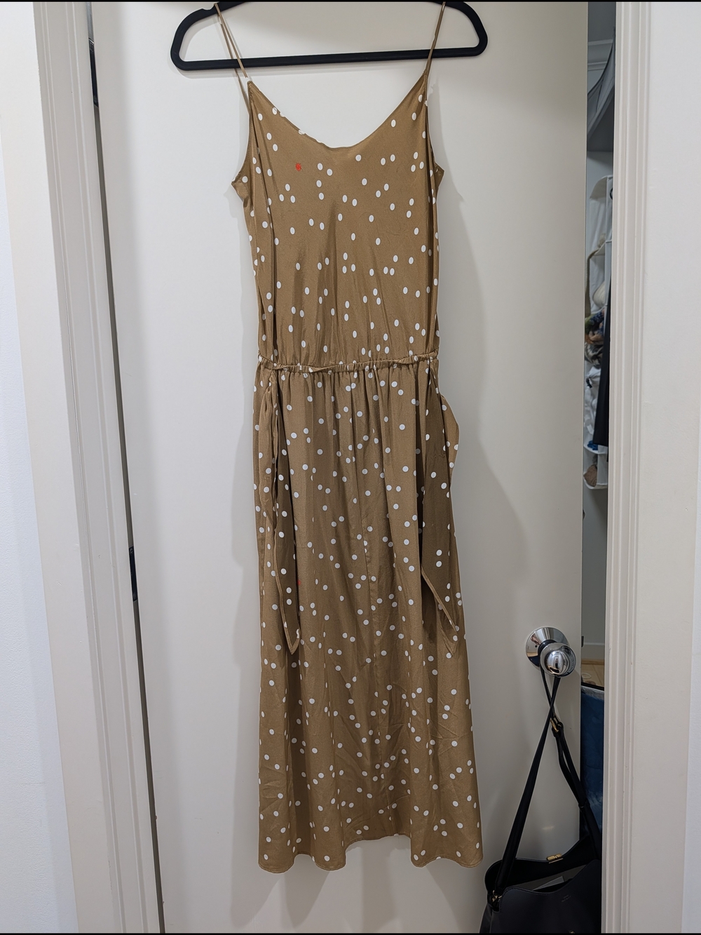 No.6 Polka-dot Dress in Tan 100% Silk Size 1 XS/ S